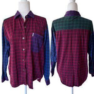 Vintage Gitano Patchwork Grunge Cotton Flannel Flannel Shirt Large
